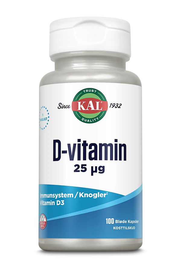 Kal D-vitamin 25 µg. 100 tabletter
