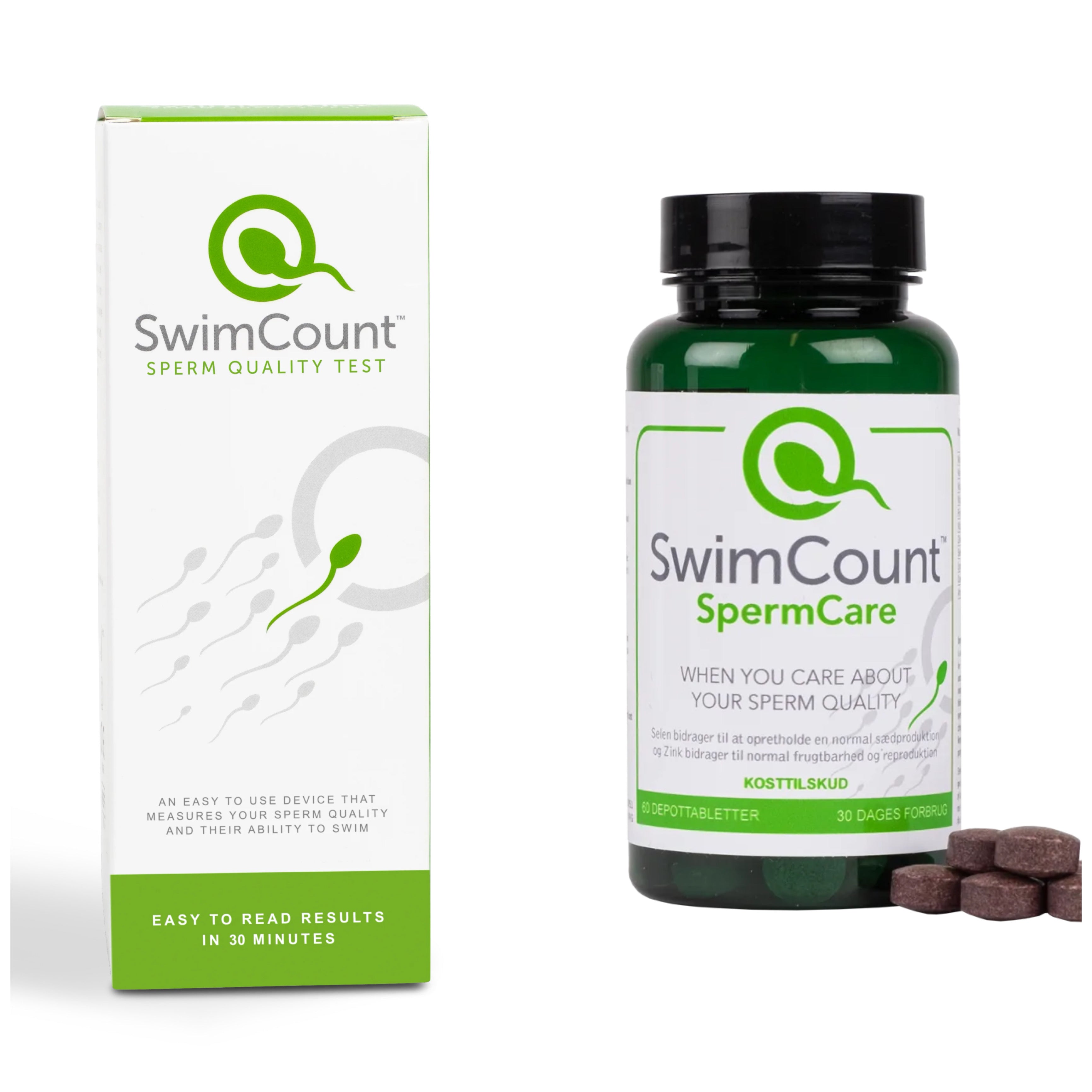 SwimCount Sædkvalitetstest + SwimCount SpermCare Kosttilskud 60 tabletter